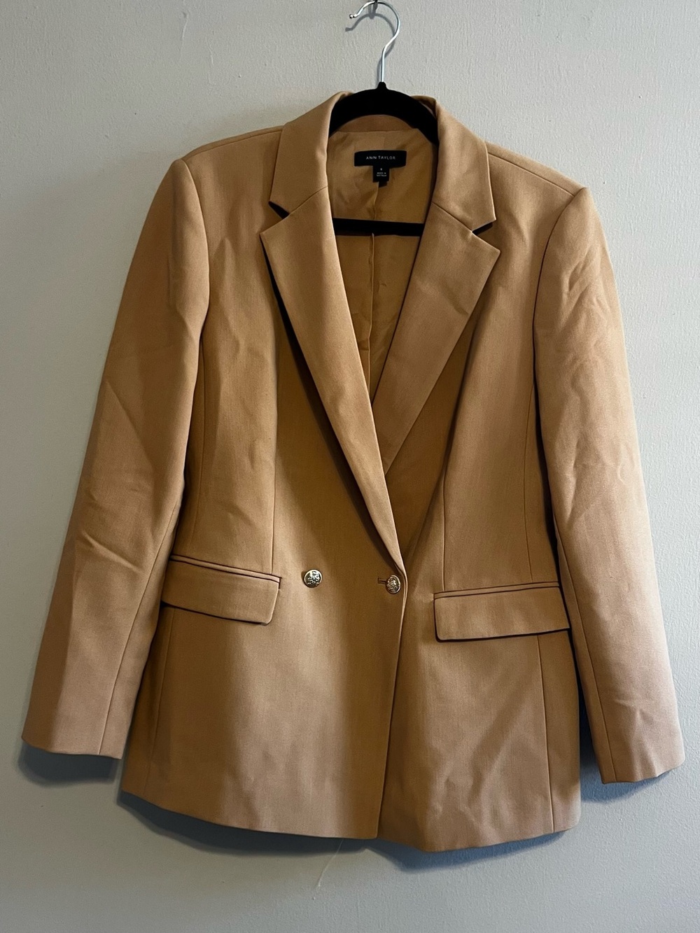Ann Taylor Double-Breasted Camel Tailored Blazer Jacket - Women’s 8